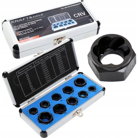 Extractores de tornillos para tornillos rotos y dañados, caja de 10 unidades Kraft&Dele (1/5)