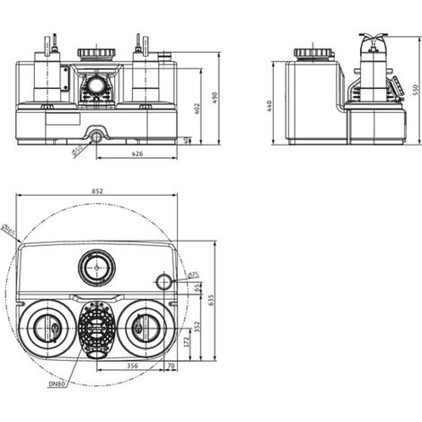 Wilo Abwasserhebeanlage DrainLift SANI-L. 16/T540/1-CEE, S3 - 10 %, 400 V, 50 Hz (1/3)