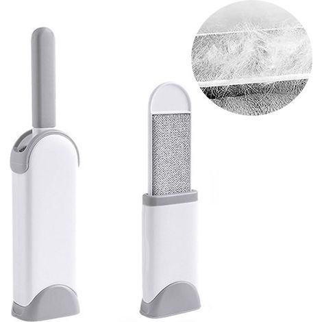 Brosse de nettoyage pour poils d'animaux - Ensemble de 2 brosses anti-peluches (grande et petite) - Gris (1/5)