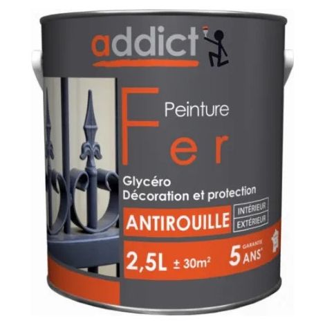 Vernice da 2,5 litri, bianco puro, antiruggine, alla glicerina di ferro per interni ed esterni.