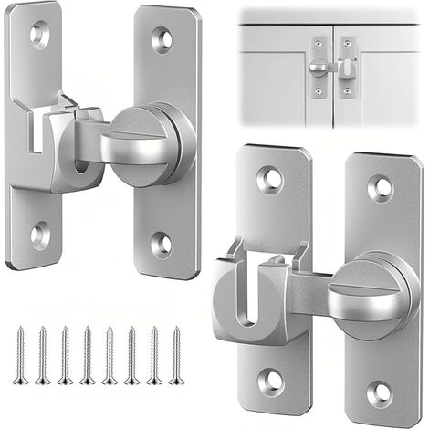 Verrou Porte Coulissante Aluminium, Loquet Porte Intérieure 90°/180° (1/5)