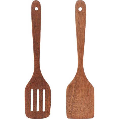 Spatula - Madera Maciza - Mango de 30 cm - Compatible con Sartenes Antiadherentes - 2 Unidades (1/5)