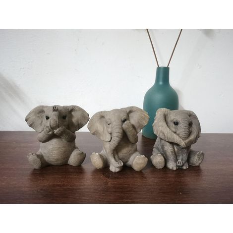 home Figurine 3 Baby Elephants Gray 8 Cm (1/5)