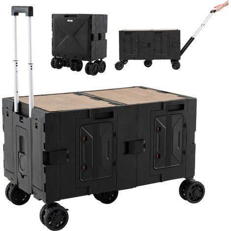 Carro utilitario plegable 85 x 50 x 56 cm 150 L de almacenamiento ambiental moderno con ruedas de metal negro 200011394