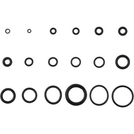 Kit di O-ring, 225 rondelle antivibranti in gomma, 18 misure, set assortito di O-ring, kit di rondelle O-ring (nero) (1/4)