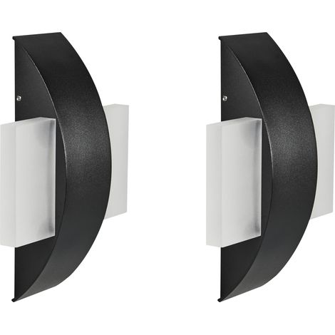 Conjunto de 2 lámparas LED de pared exterior redondas decorativas iluminación moderna de aluminio negro Lossie (1/5)