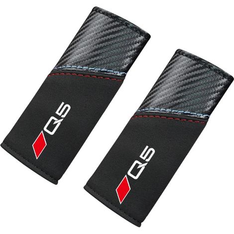 (Lot de 2, compatible avec le logo Q5, FMP - Noir carbone) 2 housses en cuir pour poignées de porte et accoudoirs de voiture, compatibles avec Audi A7, A3, A4, A6, A5, Q5, A1, Q7, Q3, Q4, TT, SQ5, RSQ (1/4)