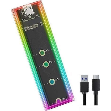 Boîtier SSD RGB M.2 NVMe SATA pour SSD à clé carte mère 2230 2242 2260 (1/5)