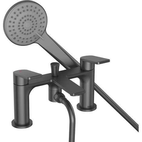Bristan Frammento Bath Shower Mixer Tap Pillar Mounted - Gun Metal