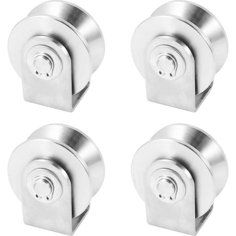 Roulement de roue à galet en V de 4 x 2 pouces en acier inoxydable 304 pour portail coulissant, destiné à la manutention et au déplacement de matériaux. (1/5)