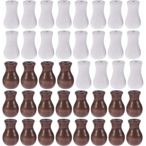 Cordon Blanc en Bois Gland (Brun,Blanc), 40 Pièces Pendentif Rideau Pendentif en Bois Blanc Rideau en Bambou Bois Boule de Bambou Pendaison Décoration pour Décoration de La Maison Craft Rideau (1/5)