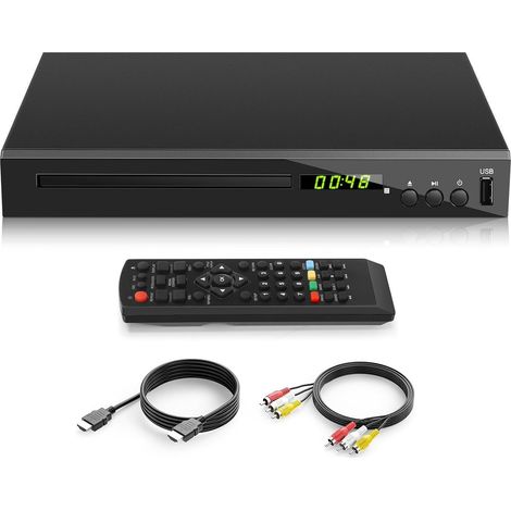 Lecteur de DVD Blu-Ray pour TV, HD Lecteur Blu-Ray Lit Le Disque Blu-Ray de Région 2, Lecteur DVD CD 1080P Toutes Régions pour la Maison, Supporte Clé USB Sortie HDMI AV Coaxiale (Blu-Ray Région 2) (1/5)