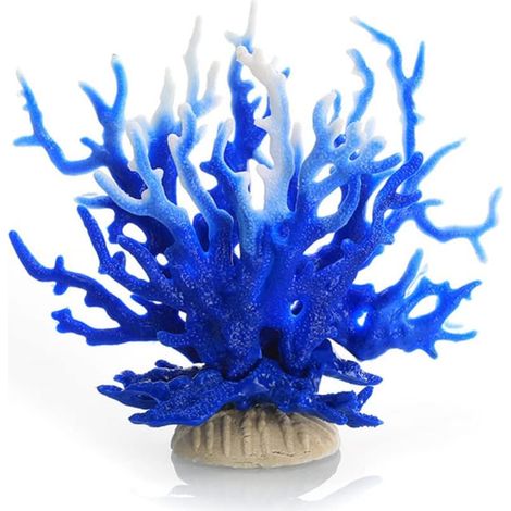 Plantes artificielles pour aquarium - Corail artificiel en silicone - Décoration d'aménagement paysager - Bleu et blanc (1/2)