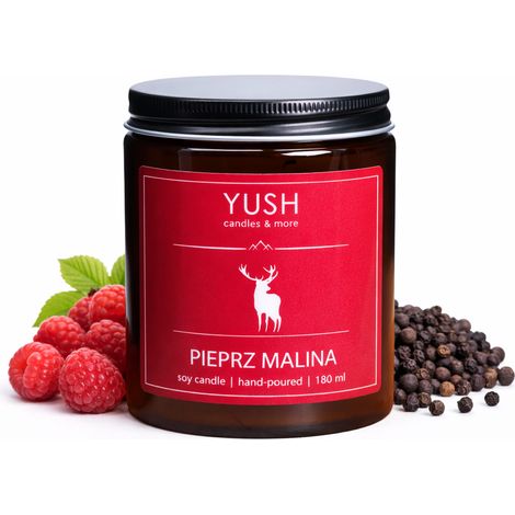 Duftkerze „Pfeffer-Himbeere“ aus Sojawachs – yush – 180 ml (1/5)