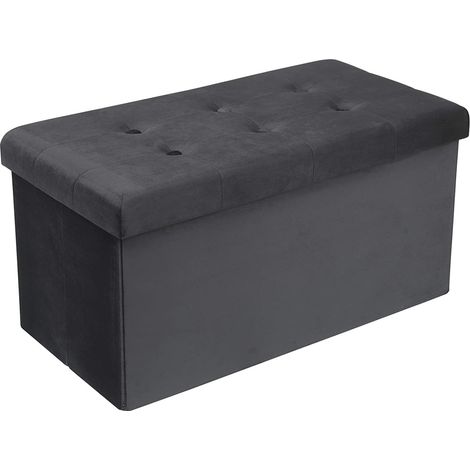 Woltu – Tabouret de rangement pliable en velours – Coffre de rangement 76x37,5x38 cm – Charge maximale 300 kg – Conception en MDF classe E1 (1/4)