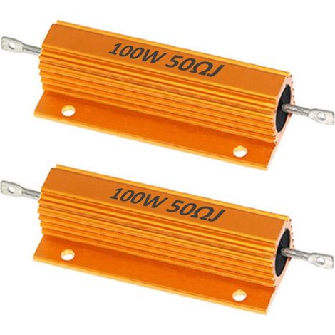 2 Pièces Résistance 100W 50 Ohm 5% Résistance Boîtier en Aluminium Résistances de Charge Châssis Bobiné Monté Convertisseur Adaptateur Lumière Hyper Flash Décodeur (1/5)