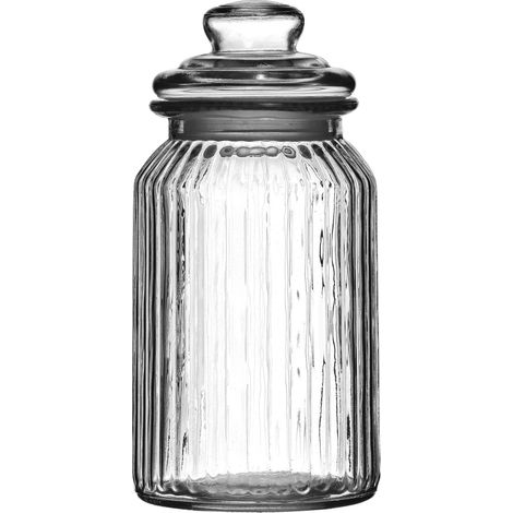 Premier Housewares Ribbed Glass Storage Jar -1300ml (1/5)