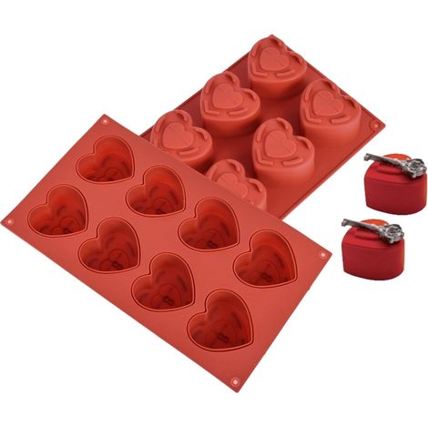 Molde de silicona 3D con forma de corazón y orificio para porciones individuales 8GN (1/3)