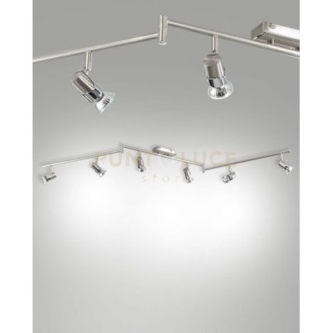 ALICE SPOT 6 LUCI ATTACCO GU10 NICHEL SATINATO S/L ORIENTABILE