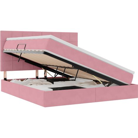 LED-Speicherbett mit Matratze Rosa 160 x 200 cm Samt vidaXL