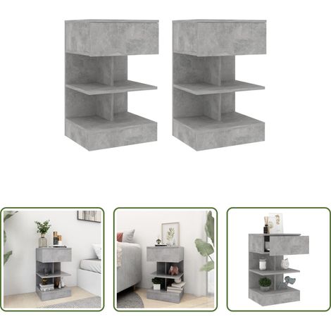 Table de chevet gris béton - Tables de chevet 2 pcs Gris béton 40x35x65 cm (1/5)