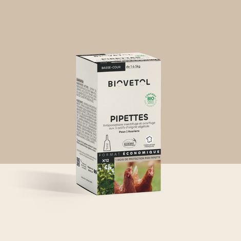Pipettes Antiparasitaires Insectifuges Acarifuges Bio Pour Volailles Par 12 - Biovetol (1/5)