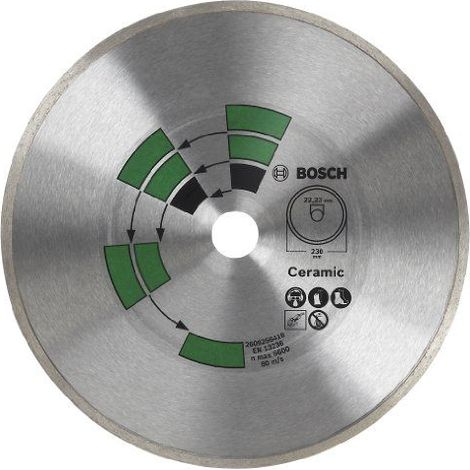 Bosch Accessories 2609256418 Disque a tronconner diamante a jante continue special carrelage pour Meuleuse 230 mm (1/4)