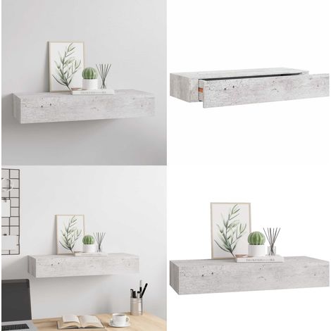 Wandregal mit Schublade Betongrau 60x23,5x10 cm MDF - Wand Regal - Regal Mit Schublade - Betongrau Regal - Möbel Für Wohnzimmer - Nachttisch - Home & Living (1/5)