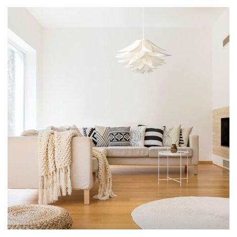 Lampe Puzzle Design Lotus Abat-Jour Lampe DIY Installation - Eclairage Fleur Salon - Suspension ou Lampadaire - Blanc MNS (1/3)
