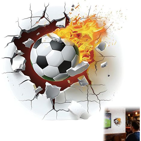 1 Sticker Mural 3D Foot – Autocollant Coupe du Monde, Décoration Chambre Enfant Garçon, Stickers Muraux Football, Déco Murale Stade, Adhésif Pared Sport, Poster Foot Match (1/5)