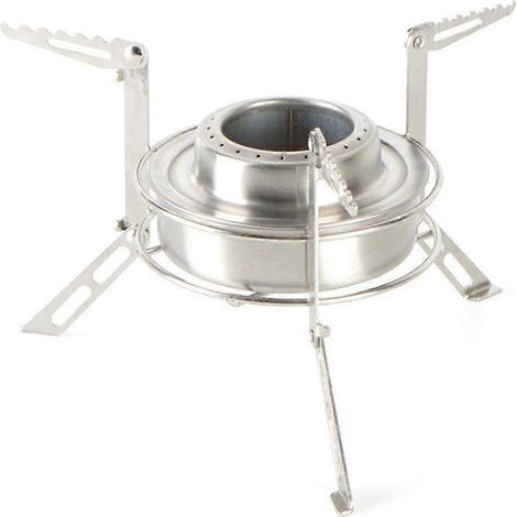 Réchaud de camping miniature avec brûleur à alcool en aluminium de 100 ml et support pliable en acier inoxydable (1/5)