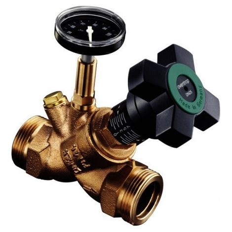 OVENTROP Robinet de circulation statique Aquastrom C avec filetage extérieur DN 15, G 3/4, avec isolation thermique et thermomètre, 4207104