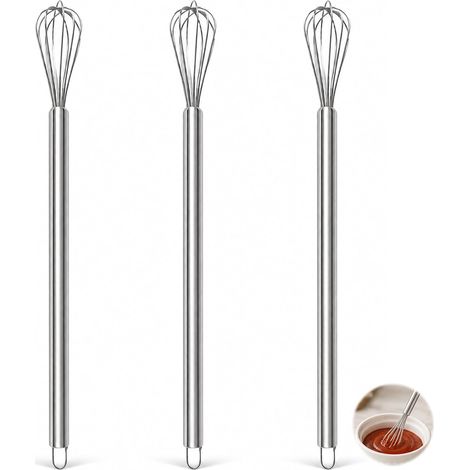 3PCS Petits Fouets en Acier Inoxydable pour Cuisine – Mini Fouet Cuisine pour Pâtisserie, Fouet Matcha et Batteur Manuel Compact pour Crème, Œufs, Sauce, Café et Lait Chaud (1/5)