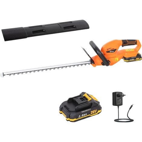 Taille-haie électrique, sans fil, à batterie, moteur 100 W, longueur de coupe 51 cm, ABS, orange produit de qualité avec garantie satisfait ou remboursé