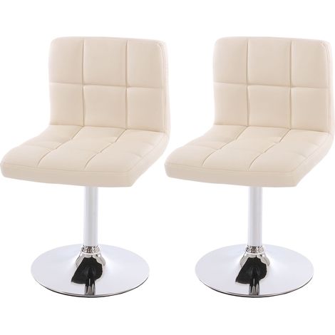 [NON UTILIZZATO] Set 2x sedie lounge girevole elegante imbottita Kavala ecopelle 44x43x76cm avorio
