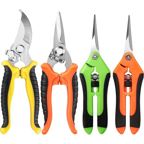 Filiyano-Sécateur de jardin (lot de 4), sécateur de jardin en acier inoxydable, outils de taille, sécateur (lot de 4 jaune orange vert) (1/4)