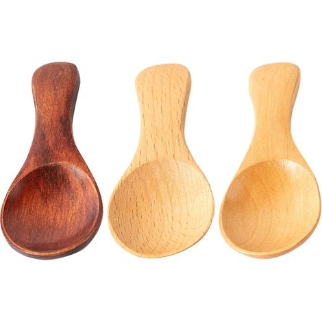 Cuillère En Bois - Bois De Hêtre - Pour Sel De Bain Sucre Miel Café Épices - 8 X 3,5 X 1 Cm - Lot De 3 (1/5)