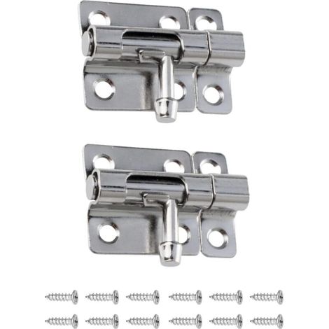 2 jeux de serrures à verrou porte coulissantes en acier inoxydable, jardin petit loquet durable pour sécuriser la intérieure des chambres, salles bains (1/4)