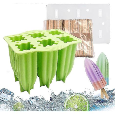 Moule à glaces DIY à 6 cavités, moule à glaces en silicone, sans BPA, réutilisable, facile à démouler, pour réaliser des glaces en toute simplicité. (1/4)