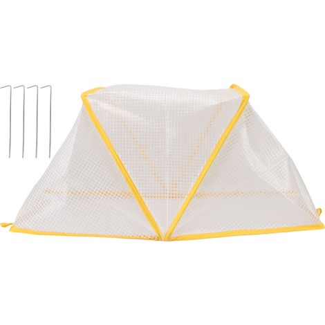 Toivize-Couvre-lit de jardin - PVC robuste - Grande taille - Jaune - Protection plantes pliable anti-intempéries avec 4 piquets (1/5)