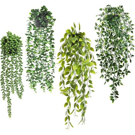 4Pcs Plante Artificielle Interieur Tombante avec Pot Fausse Plante Verte Tombante en Pot Petite Plantes Artificielles Suspendues (1/5)