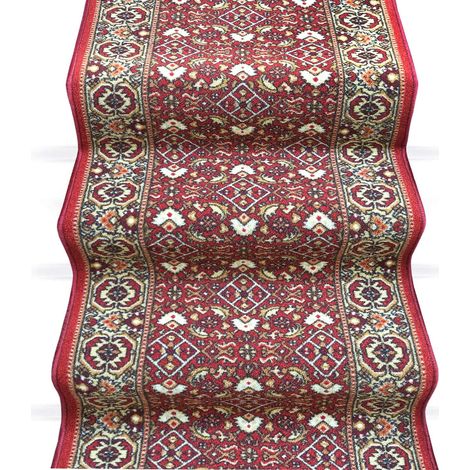 Passatoia Scala Bordata Ingresso Corridoio Tappeto Cucina Gradini 100% Made In Italy Bordeaux - 67x180 cm