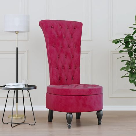 Chaise à dossier haut  Chaise scandinave Chaise de salon rouge bordeaux conception de bouton 40704 (1/5)