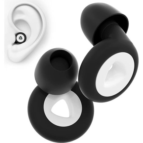 bouchons Doreilles Noir Blanc Pour Dormir - 1 Paire Bouchons Anti Bruit 27db, Protection Auditive En Silicone Rutilisable, Bouchons Doreilles Pou (1/5)
