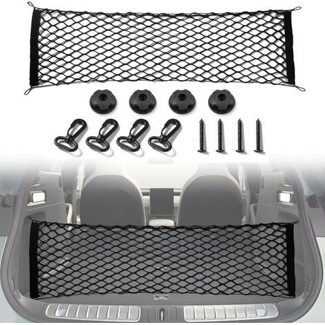 Filet de rangement extensible pour coffre de voiture. accessoire extérieur. réglable et élastique. avec crochet. pour SUV. voitures et camions (90 x 40 cm) (1/5)
