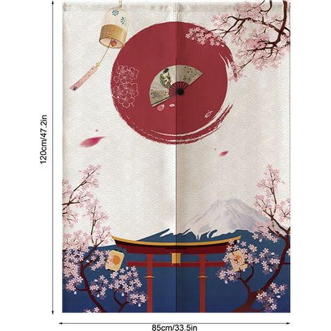 Noren Rideau Décoratif Japonaise - Rideau pour Cuisine en Polyester, 85x120cm, Écru (1/5)