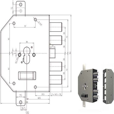 Serrure Sic.Triplex Sx Cil. 2250Pen Cr