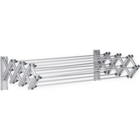 Stendibiancheria da parete pieghevole 8 metri pratico installazione facile bagno balcone in alluminio inossidabile grigio 130009757