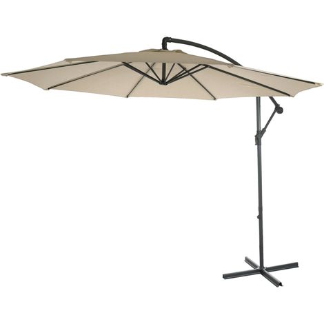 Parasol déporté protection solaire Ø 3m inclinable polyester/acier 11kg crème sans support 040000943