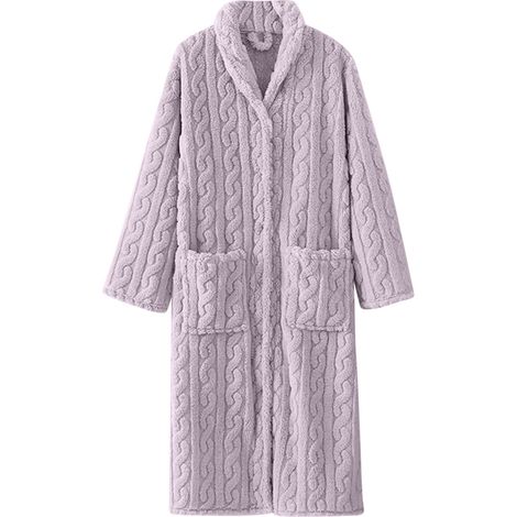 1 Peignoir en polaire, capuche, ceinture ajustable, poches, pour femme, hiver, maison, spa(Troisième trimestre : août) (1/5)